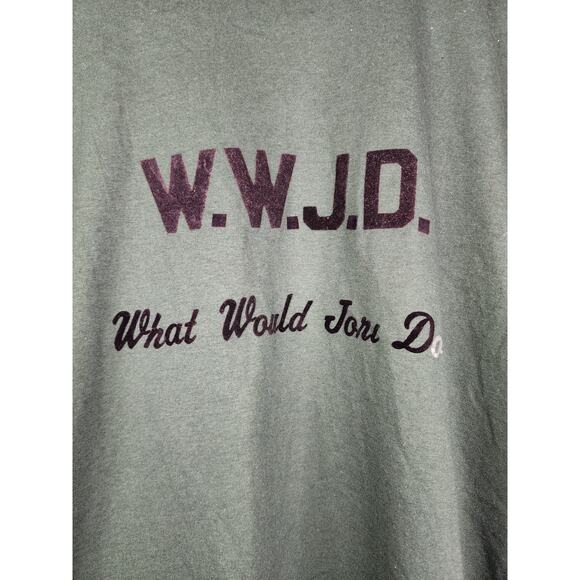 Vintage WWJD Shirt Tee What Would Jon Do Question Retro Casual Green 1990s M - Picture 2 of 6